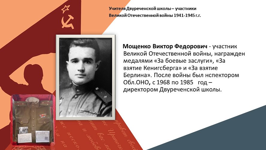 «Учителя Двуреченской школы – участники Великой Отечественной войны 1941-1945 г.г.»